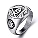 ELFASIO Men's Stainless Steel Ring Illuminati The All-Seeing-Eye illunati Pyramid/Eye Symbol Bike Size 8