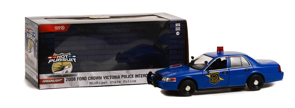 Collectibles Greenlight 85553 Hot Pursuit - 2008 Ford Crown Victoria Police Interceptor - Michigan State Police 1:24 Scale