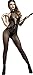 The Victory of Cupid Womens Sexy Fishnet Floral Crotchless Bodysuits Suspender Bodystocking, Black, One Size