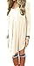 POSESHE Women's Long Sleeve Swing Loose Flowy Casual Tunic Shirt Mini Dress Beige Small