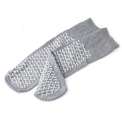 Slipper Socks Double Tread Fall Prevention Socks- Gray (Pair) - Size: Extra Extra Large (XXL) - As Used by NHS
