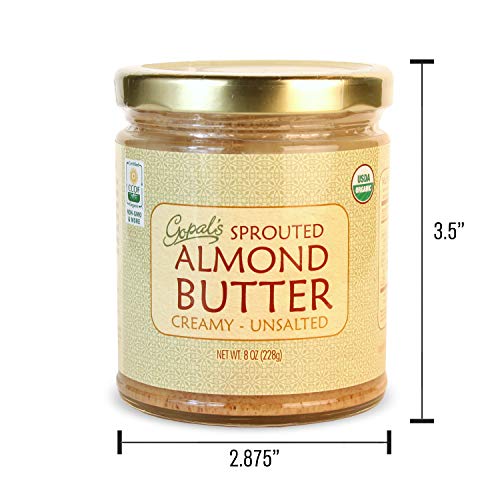 Gopal's Organic Raw Sprouted Almond Butter (Creamy and Unsalted) - 8 Ounces Jar - Thumbnail 4