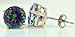 4 Carat Natural Mystic Topaz Stud Earrings .925 Sterling Silver Rhodium Finish