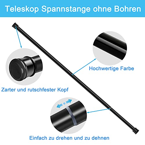 1 x Curtain Rod, No Drilling, Extendable Shower Rod for Windows, Closet, Bathroom, 66-90 cm, White (Diameter 25 mm)