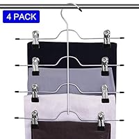 Moyeno Pant Hanger Clips Mens Pants Hangers Kids Pant Hangers, Pants Hanger Pants Hangers for Women Skirt Hangers Pant Hangers with Clips Skirt Hangers with Clips Space Saving 4 Pack