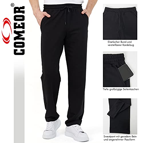 COMEOR Jogginghose Herren Baumwolle Sweathose - Lange Sport Hose Herren - Jogger Trainingshose Herren, Relaxing Hose (Schwarz, XL)