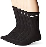 Nike Crew Socks (Performance Cotton Cushioned) 6 Pack Black Large Mens Shoe Size 8-12
