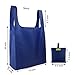 Dark Blue Reusable Grocery Bags 8 Pack Bulk Folding Convenient with Little Attached Pouch Durable Shopping Totes Machine Washable Solid Color