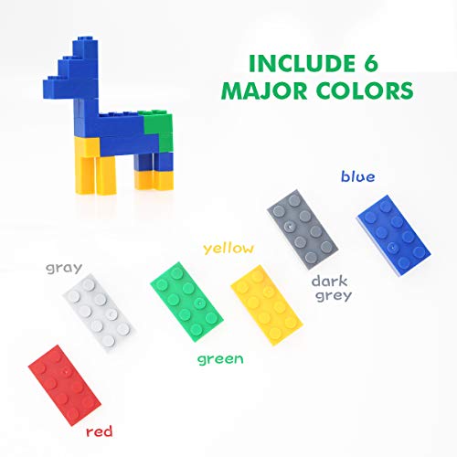 Building Blocks 500 Pieces Set, Building Bricks Creative DIY Interlocking Toy Set Random Colors Mixed Shape ABS Puzzle Construction Toys Set for Kids and Toddlers (500 PCS) - Thumbnail 7