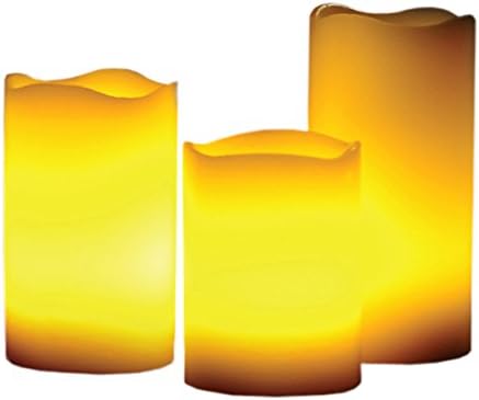 SELS LED Real Wax Flameless Flickering Candle Set with Timer and Remote Control, Ivory (Set of 3)