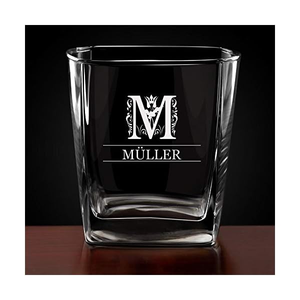 Maverton Whiskey Karaffe + 2/4 / 6er Whiskygläser Set mit Gravur - 700ml Whisky Dekanter - Geschenk zum Geburtstag für Damen - Buchstabe – Bild 6