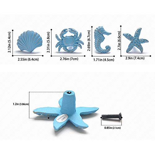 Set Of 4 Lemonadeus Unique Coastal Sea Life Starfish Crab