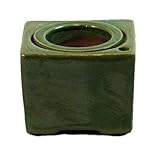 Square Self Watering Ceramic Pot with Felt Feet - Green - 4 3/8