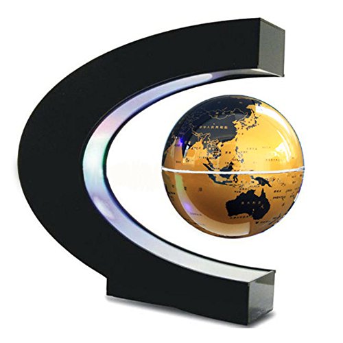 Yamalans C-shaped Magnetic Levitation Floating Rotating Globe Map LED Light Home Decor