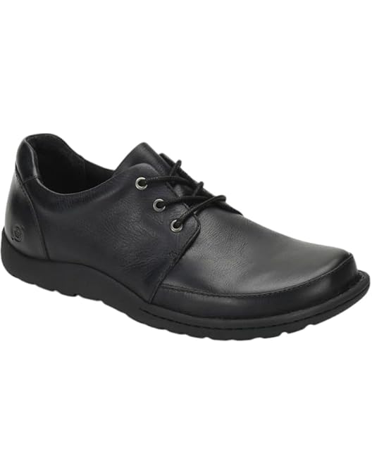 Born Men\'s Black Leather Oxfords with Tan Stitching Todd | Born Shoes main image 4