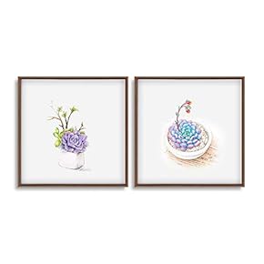 Framed Canvas Wall Art for Living Room, Bedroom Plant Theme Canvas Prints for Home Decoration Ready to Hang - 16"x16"x2 Panels