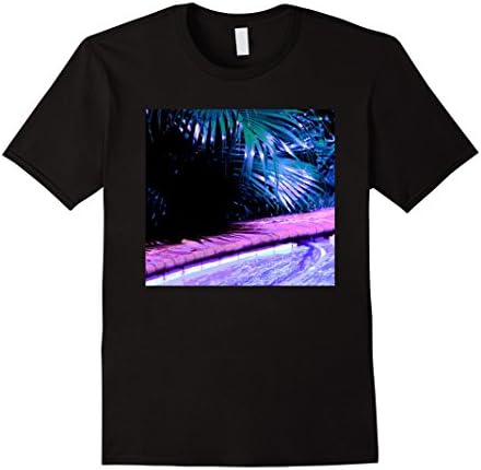 Mens Vaporwave T-Shirt Plants by Swimming Pool in Summer XL Black