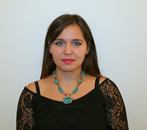 Rose Pendant Unique Statement Necklace, Natural Turquoise Necklace, Old Untreated Mediterranean Coral *Exp Shipping