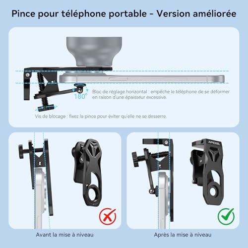 APEXEL HB100 Ultra Objectif Macro HD F1.05 45 Modes Lumière & Revêtement AF,Objectifs pour Téléphones Portables pour Smartphones iPhone, Samsung et Pixel