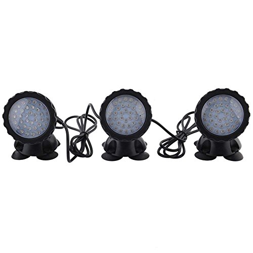 Deckey Waterproof 36 LED Submersible Spotlight Landscape Lamp for Aquarium Fish Tank, Garden Fountain, Pond Pool (3 Pack)