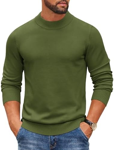 COOFANDY Men Turtleneck Sweater Mock Neck Long Sleeve High Neck