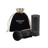Retractable Makeup Brush Natural Super Soft Dense Bristles Make up Kabuki Brushes for Mineral Face Powder Foundation Blush Beauty Tools with Cosmetics Pouch(Black)