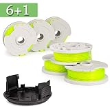 FutureWay String Trimmer Replacement Spool Line 0.080in Compatible with Worx WA0014 WG168 WG184 WG190 WG191, Weed Eater String Autofeed WA0037 Cap, Cordless Trimmer Edger Line 20ft, 6 Spools + 1 Cap