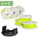 FutureWay String Trimmer Replacement Spool Line 0.080in Compatible with Worx WA0014 WG168 WG184 WG190 WG191, Weed Eater String Autofeed WA0037 Cap, Cordless Trimmer Edger Line 20ft, 6 Spools + 1 Cap