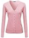 Basic Solid V-Neck Button Closure Long Sleeves Sweater Cardigan Baby Pink L