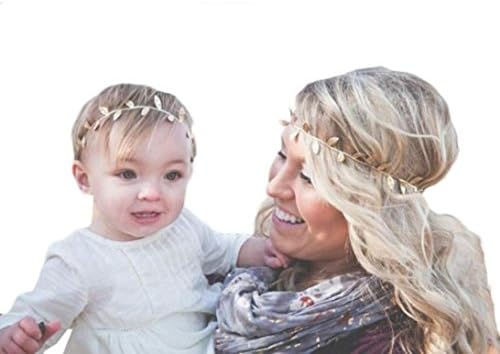 EKIMI Adults And Baby Gilding Elastic Cloth Headdress Headband (Gold)