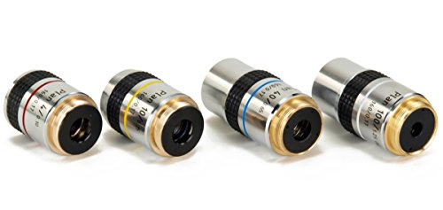 OMAX 4X 10X 40X and 100X PLAN Achromatic Objective Set for Compound Microscopes
