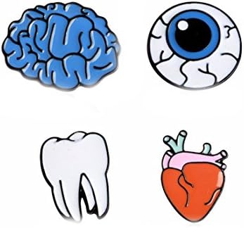 Irecall Cartoon Cute Brain Heart Eye Tooth Metal Brooch Pins Button Girl Gift (Color 3)