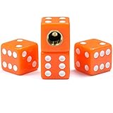 Dreamer Car Valve Stem Caps Plastic Dice Style(orange,4pcs)