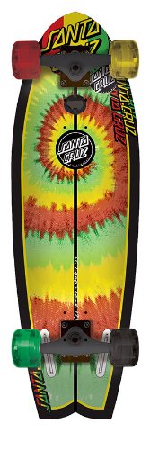 Santa Cruz 27.7" x 8.8" Land Shark Rasta Tie Dye Cruzer Longboard Complete