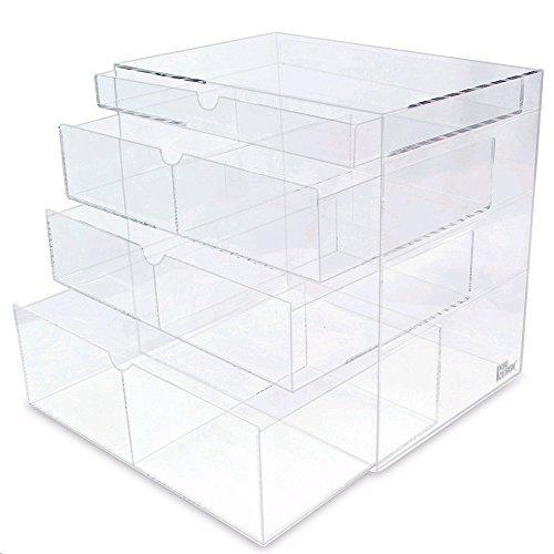 UPC 812646020423, Ikee Design® Acrylic Cosmetics Lipsticks Makeup Organizer Holder Box with 4 Removable Drawers , 10&quot;W x 7&quot;D x 9 1/2&quot;H. Made in Taiwan.