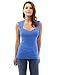 PattyBoutik Women Queen Anne Neckline Hollow Back Blouse (Blue Medium)