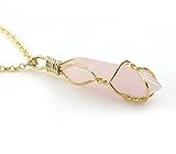 BOUTIQUELOVIN Hexagonal Natural Quartz Stone Pendant Healing Crystal Full Wire Wrap Gemstone Necklace Women