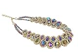 ShoppeWatch Ladies Chunky Choker Statement Necklace GoldTone Rainbow Crystals Gargantillas de Mujer PN-20