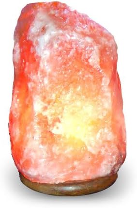 Himalayan Salt Cart Natural Crystal Salt Lamp, 9 to 11 Pounds, 6 to 8 Inches with Rosewood Base, Bulb and UL Listed Cord with Dimmer Switch