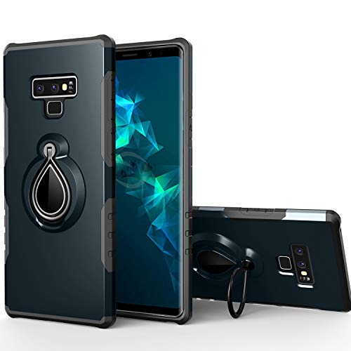Galaxy Note 9 Case,SQMCase Heavy Duty Hybrid Armor Shockproof Cover with Water Drop Shape Ring Holder Kickstand [Work with Magnetic Car Mount] for Samsung Galaxy Note 9 (Blue)