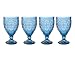 Fitz and Floyd Trestle Glassware Ornate Goblets, 4 Count (Pack of 1), Indigo