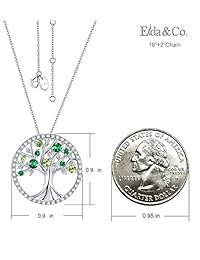 August Birthstone LC Green Peridot Necklace for Women Teen Girls Birthday Gifts Green Emerald Sterling Silver Tree of Life Pendant Necklace Anniversary Gifts Love Family