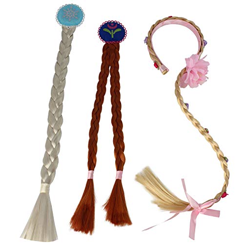 XiangGuanQianYing Princess Dress up Braided Wigs for Girls Costume Accessories 3 Piece Set (Best Braids For Thick Hair)