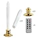 CelebrationLight 10 Pack Flameless Taper Candles with Remote/Timer, Battery Operated Flickering LED Window Candles, Vintage Christmas Electric Fake Candlesticks, Golden Holder