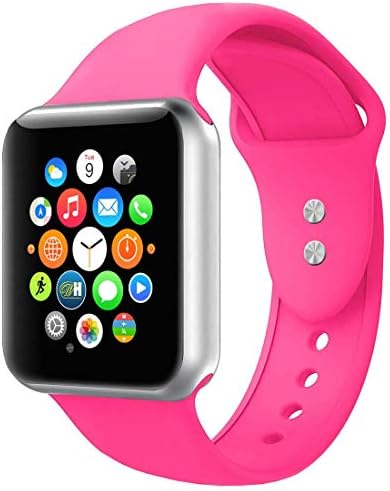 Sport Band Compatible with Watch 38mm 40mm,Soft Silicone Bracelet Strap Replacement Wristbands Compatible for iWatch Sport 44mm 42mm S/M M/L(Barbie Pink, 38mm/40mm S/M)