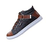 Men Casual canvas denim boat shoes flat Ankle boot lace up