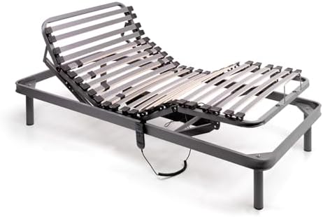 - Cama articulada eléctrica | Somier articulado de 5 Planos | Reguladores de firmeza y Refuerzo en Lumbar y Dorsal (105x190 cm)