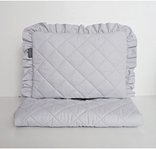 New 2pcs Small Bedding Set 71x80cm for Space Saver Cot, Mini Cot, Crib, Cradle, Compact Cot, Travel Cot & Pram - Powder Pink, Grey, White, Mint - Baby boy or Baby Girl (Grey)