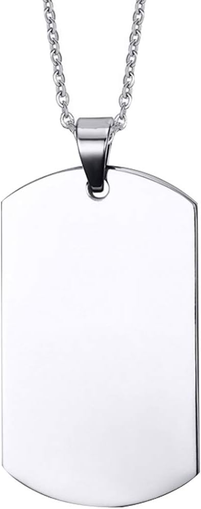 Nanafast Free Engraving Stainless Steel Dog Tag Pendant Necklace with 24" Chain