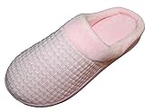LUXEHOME Women's Slip-On Cozy Knit House Footwear/Slippers(1-12) (6.5-7.5 US, Pink)